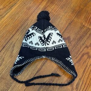 Black and White trapper Winter Hat
